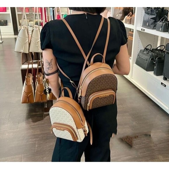MICHAEL KORS JAYCEE XS Mini Convertible Brown Logo Canvas Backpack NWT $398 main image 8